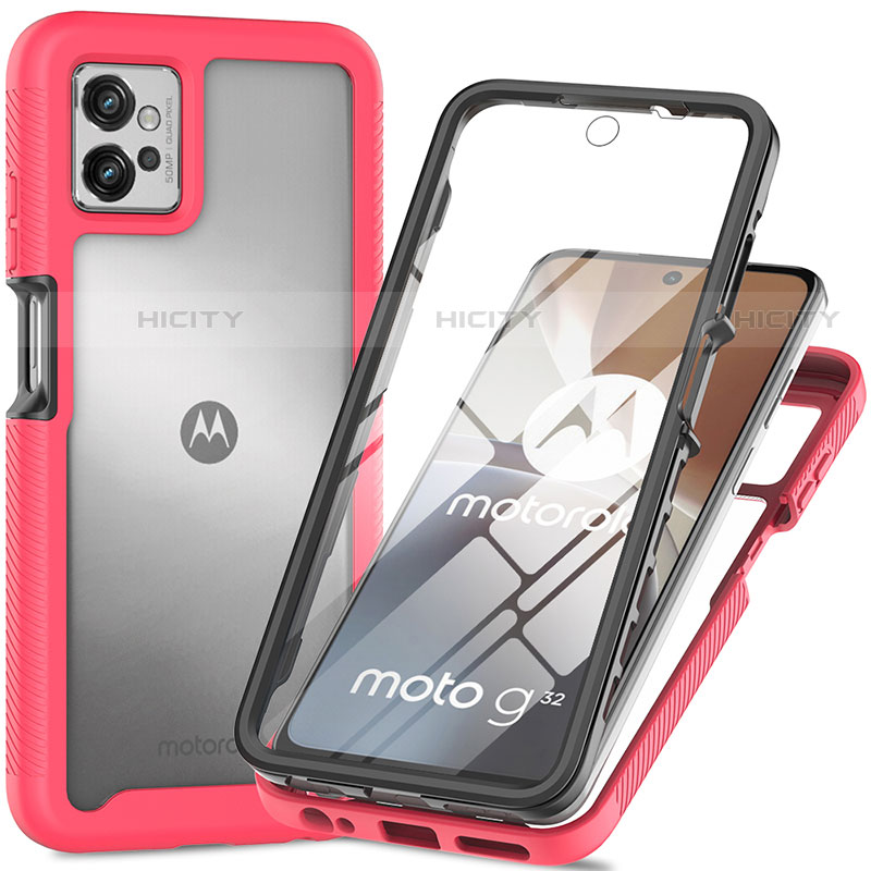 Coque Rebord Contour Silicone et Vitre Transparente Housse Etui 360 Degres pour Motorola Moto G32 Plus