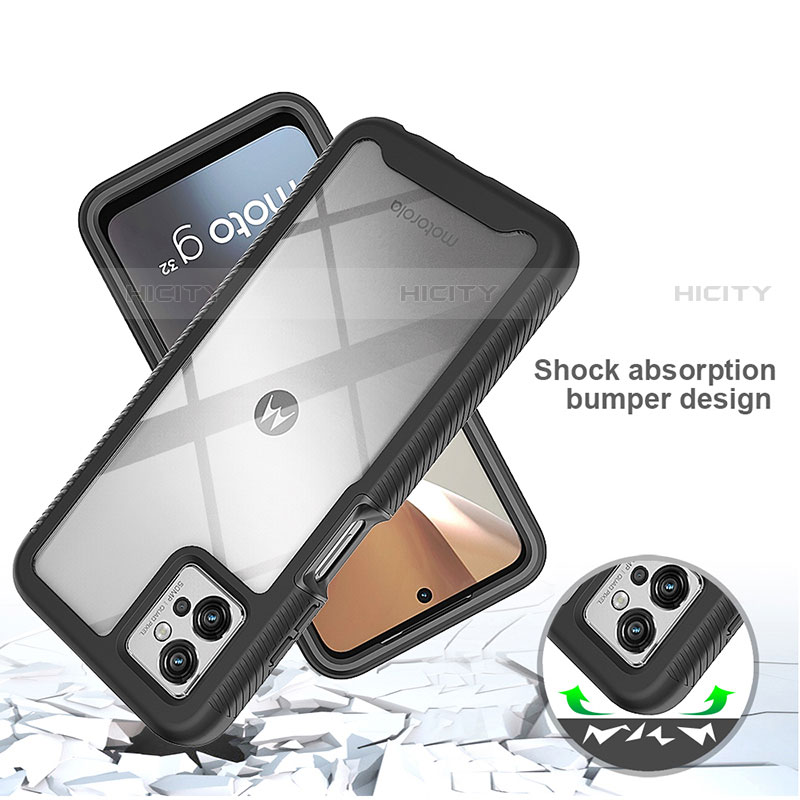 Coque Rebord Contour Silicone et Vitre Transparente Housse Etui 360 Degres pour Motorola Moto G32 Plus