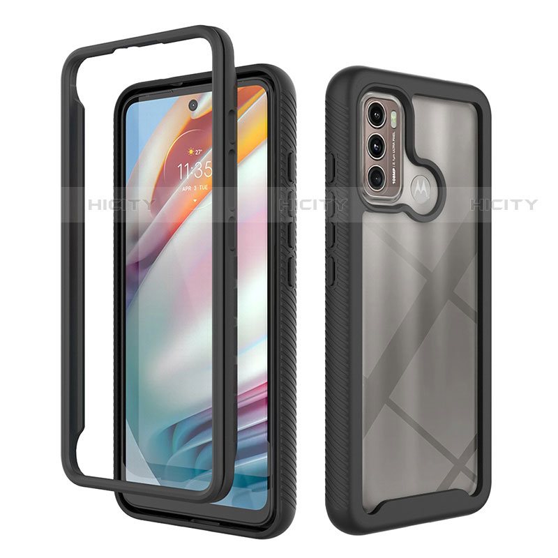 Coque Rebord Contour Silicone et Vitre Transparente Housse Etui 360 Degres pour Motorola Moto G40 Fusion Plus