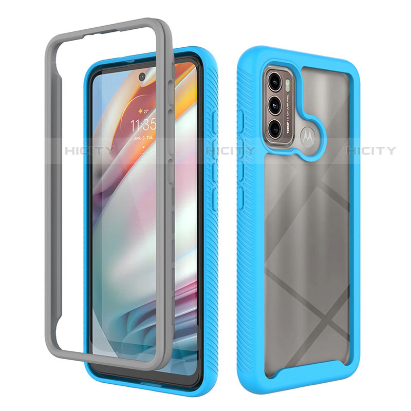 Coque Rebord Contour Silicone et Vitre Transparente Housse Etui 360 Degres pour Motorola Moto G40 Fusion Plus