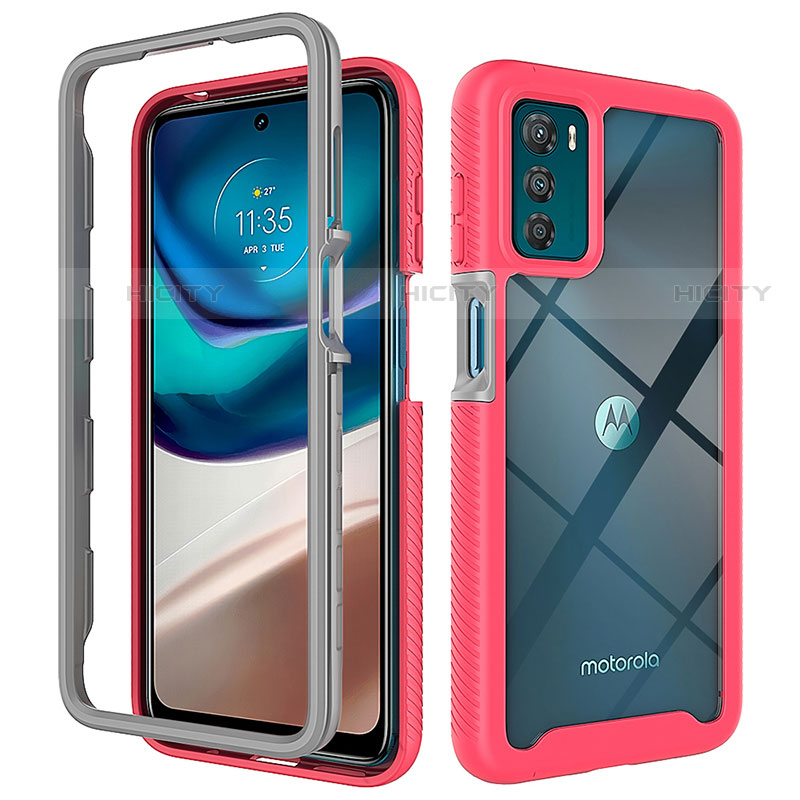 Coque Rebord Contour Silicone et Vitre Transparente Housse Etui 360 Degres pour Motorola Moto G42 Plus