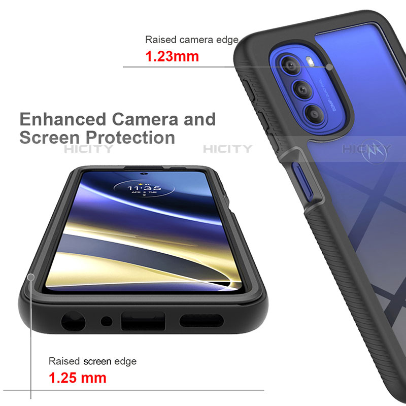 Coque Rebord Contour Silicone et Vitre Transparente Housse Etui 360 Degres pour Motorola Moto G51 5G Plus