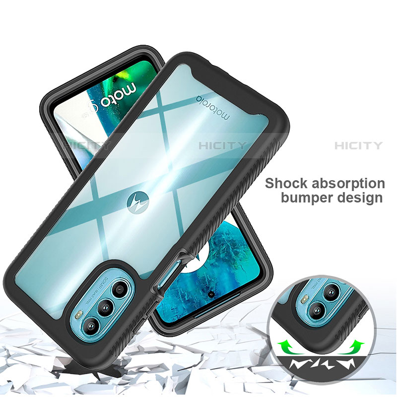 Coque Rebord Contour Silicone et Vitre Transparente Housse Etui 360 Degres pour Motorola MOTO G52 Plus