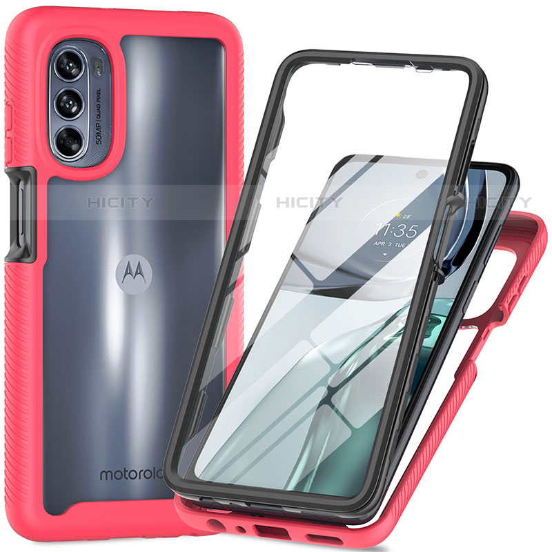 Coque Rebord Contour Silicone et Vitre Transparente Housse Etui 360 Degres pour Motorola Moto G62 5G Plus