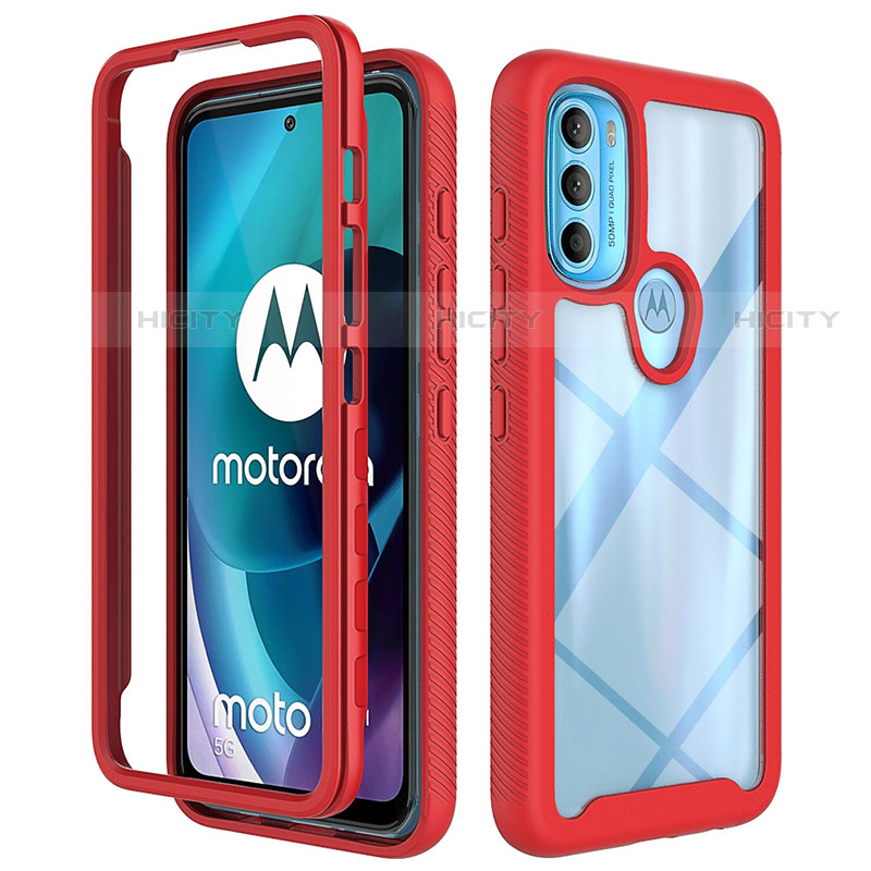 Coque Rebord Contour Silicone et Vitre Transparente Housse Etui 360 Degres pour Motorola Moto G71 5G Plus