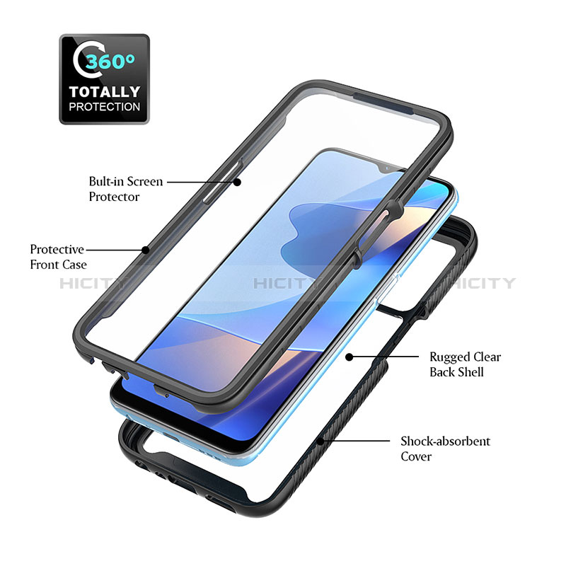 Coque Rebord Contour Silicone et Vitre Transparente Housse Etui 360 Degres pour Oppo A16 Plus