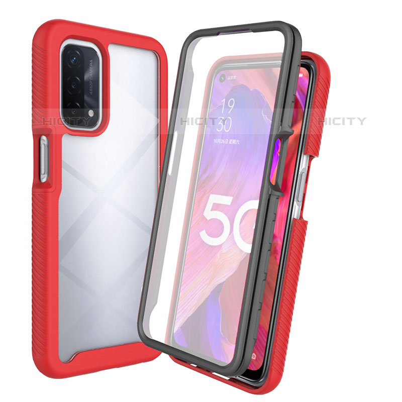 Coque Rebord Contour Silicone et Vitre Transparente Housse Etui 360 Degres pour Oppo A54 4G Rouge Plus