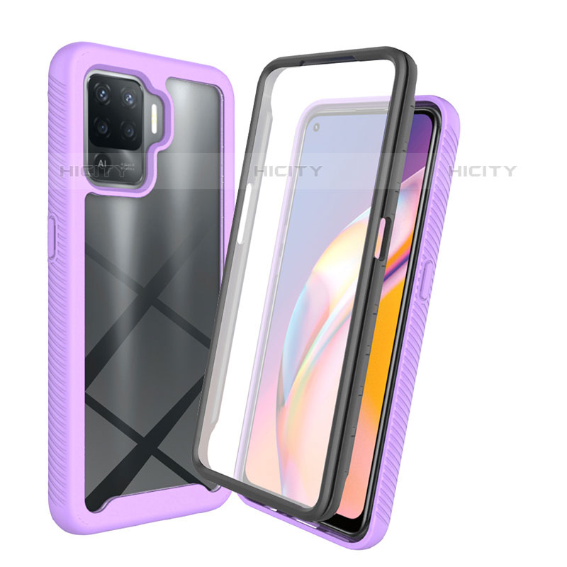 Coque Rebord Contour Silicone et Vitre Transparente Housse Etui 360 Degres pour Oppo A94 4G Violet Clair Plus