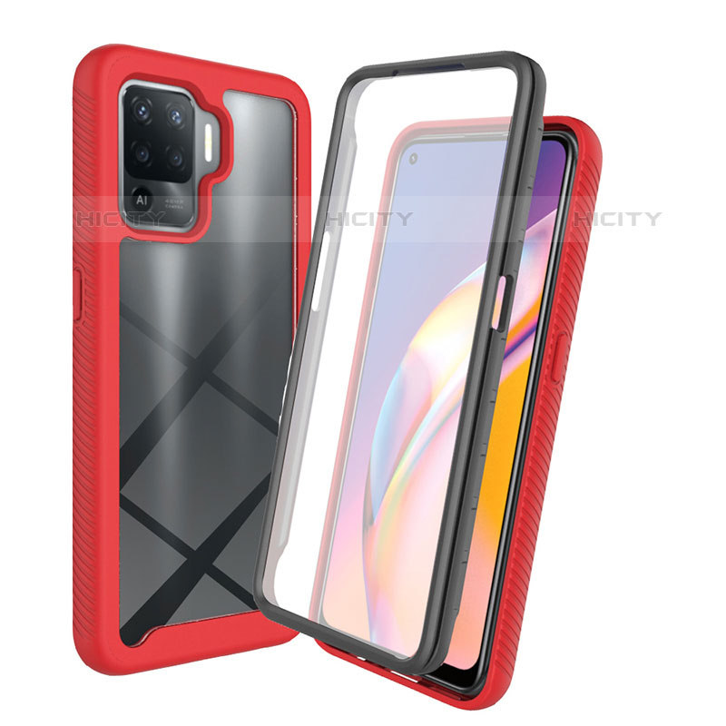 Coque Rebord Contour Silicone et Vitre Transparente Housse Etui 360 Degres pour Oppo F19 Pro Rouge Plus