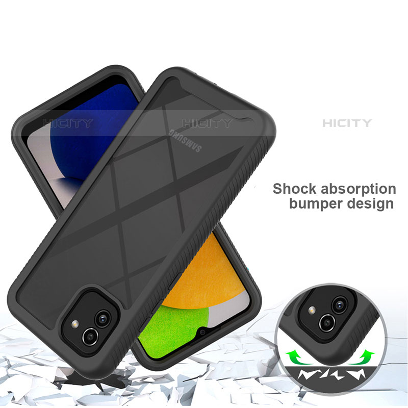 Coque Rebord Contour Silicone et Vitre Transparente Housse Etui 360 Degres pour Samsung Galaxy A03 Plus