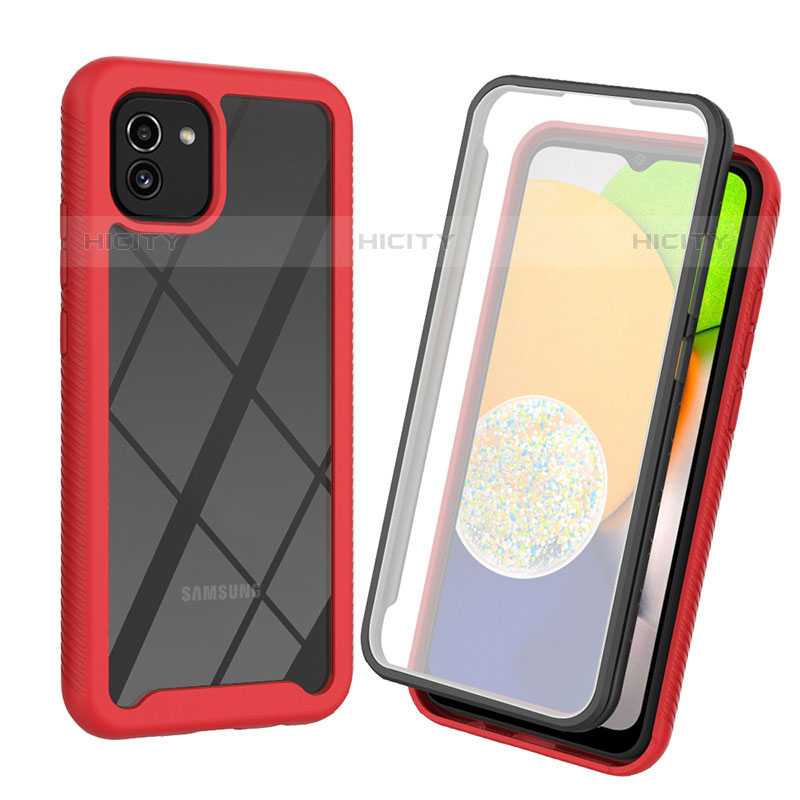 Coque Rebord Contour Silicone et Vitre Transparente Housse Etui 360 Degres pour Samsung Galaxy A03 Plus