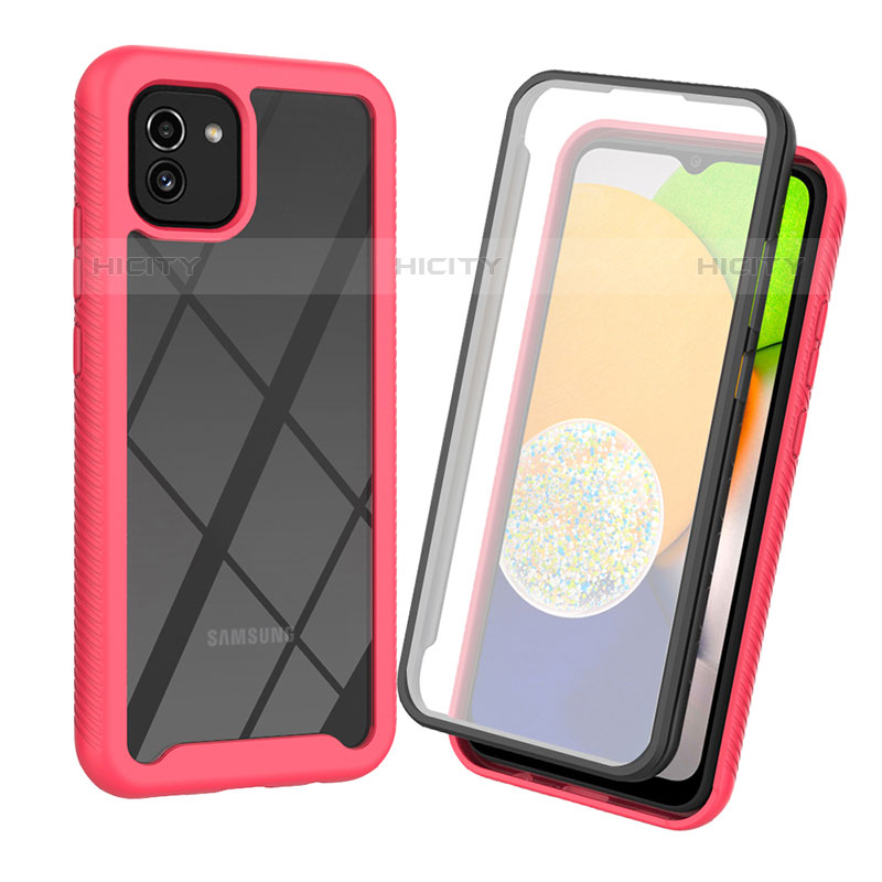 Coque Rebord Contour Silicone et Vitre Transparente Housse Etui 360 Degres pour Samsung Galaxy A03 Plus