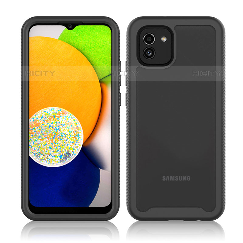 Coque Rebord Contour Silicone et Vitre Transparente Housse Etui 360 Degres pour Samsung Galaxy A03 Plus