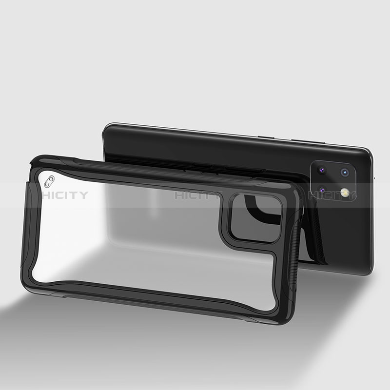 Coque Rebord Contour Silicone et Vitre Transparente Housse Etui 360 Degres pour Samsung Galaxy A81 Noir Plus