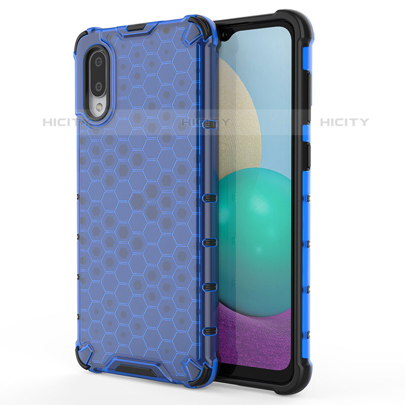 Coque Rebord Contour Silicone et Vitre Transparente Housse Etui 360 Degres pour Samsung Galaxy M02 Bleu Plus