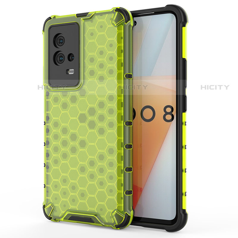 Coque Rebord Contour Silicone et Vitre Transparente Housse Etui 360 Degres pour Vivo iQOO 8 5G Vert Plus