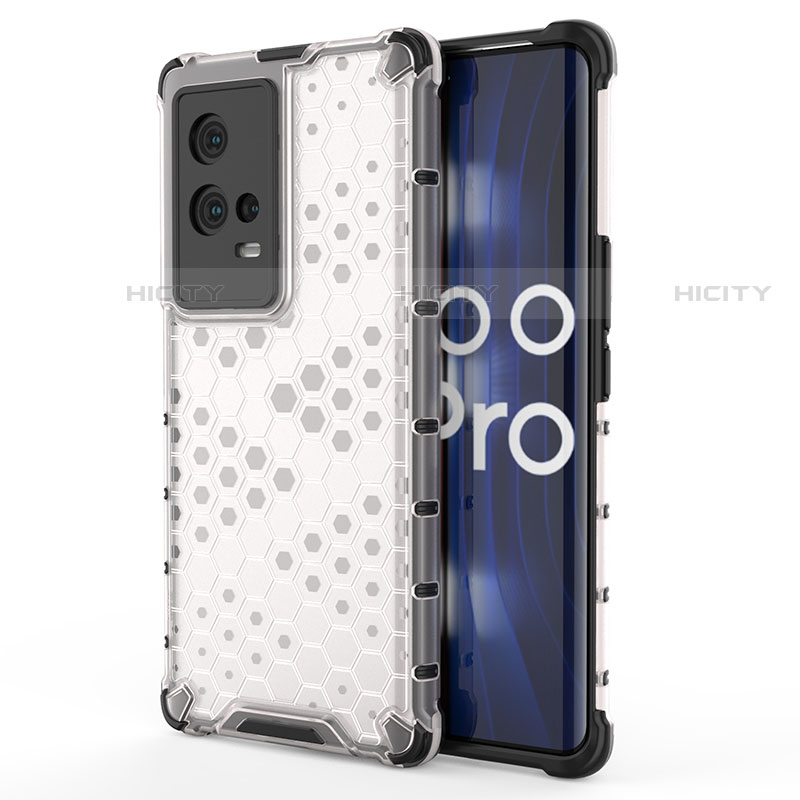 Coque Rebord Contour Silicone et Vitre Transparente Housse Etui 360 Degres pour Vivo iQOO 8 Pro 5G Blanc Plus