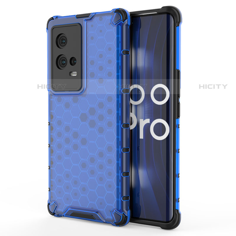 Coque Rebord Contour Silicone et Vitre Transparente Housse Etui 360 Degres pour Vivo iQOO 8 Pro 5G Bleu Plus