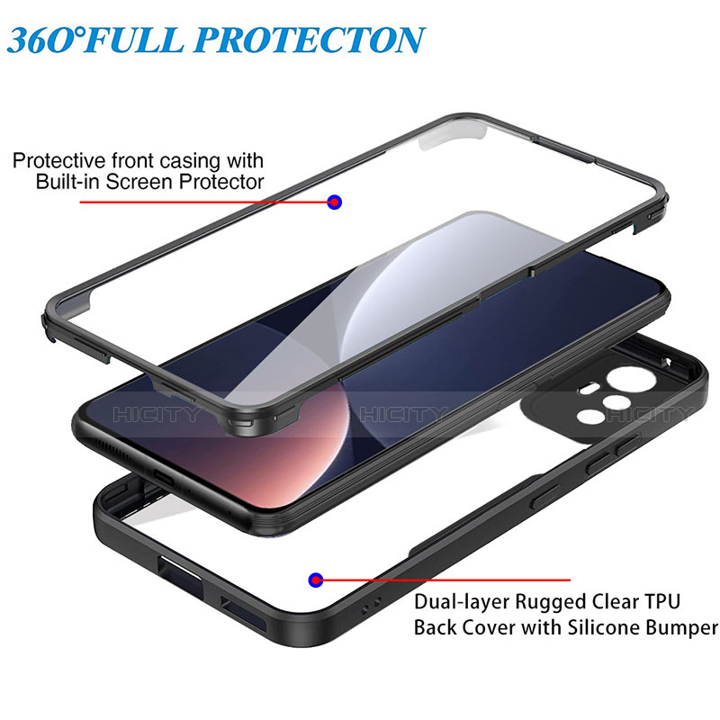 Coque Rebord Contour Silicone et Vitre Transparente Housse Etui 360 Degres pour Xiaomi Mi 12 5G Plus