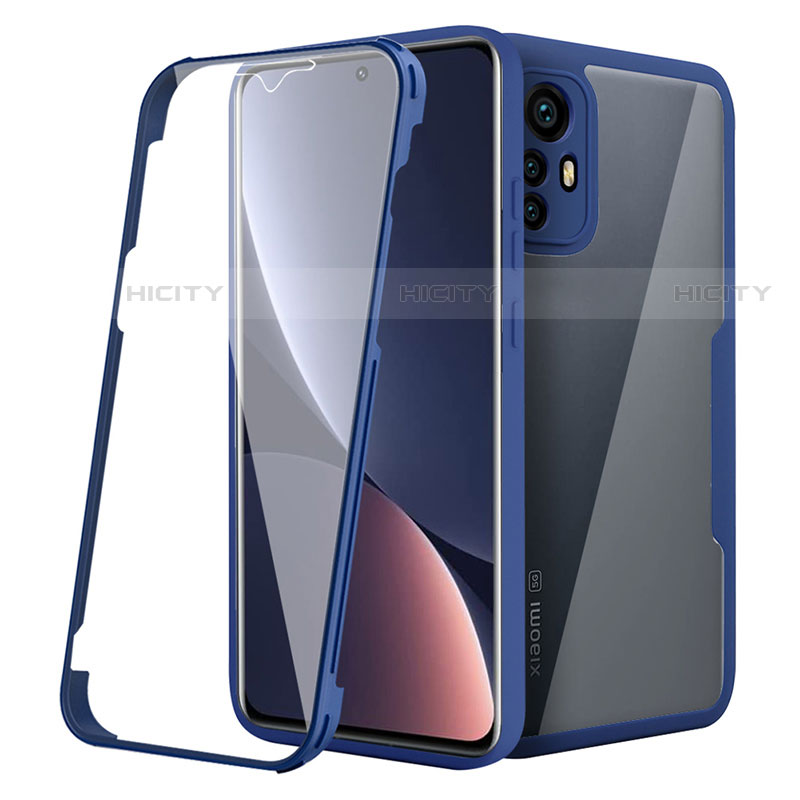 Coque Rebord Contour Silicone et Vitre Transparente Housse Etui 360 Degres pour Xiaomi Mi 12 Pro 5G Bleu Plus