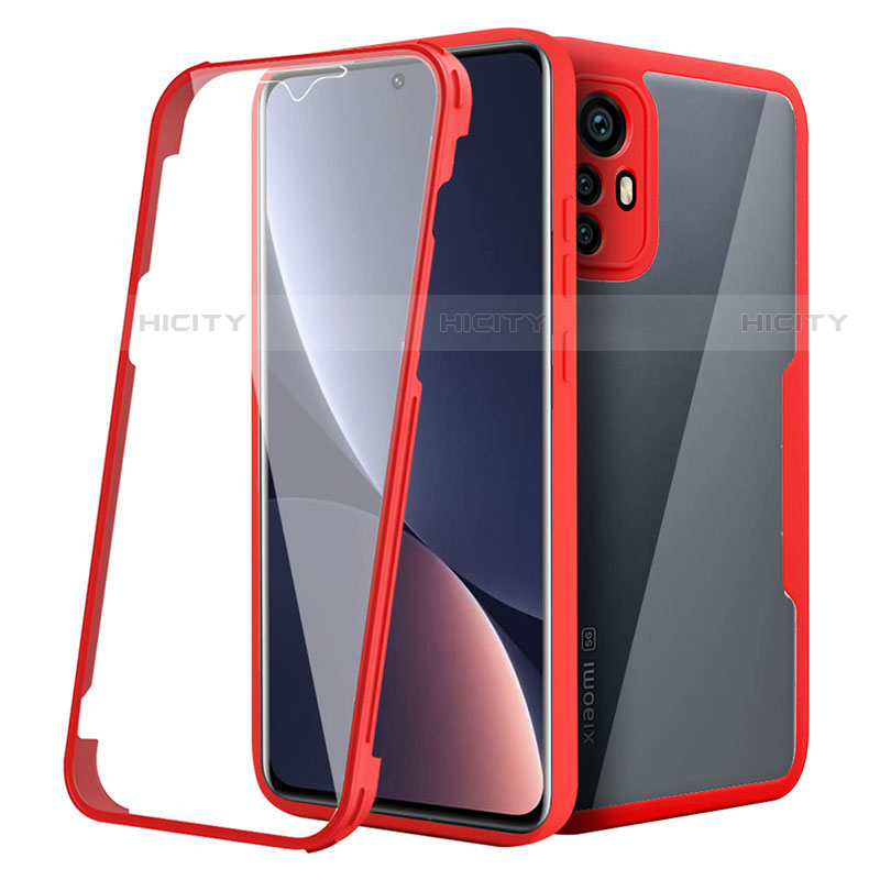 Coque Rebord Contour Silicone et Vitre Transparente Housse Etui 360 Degres pour Xiaomi Mi 12X 5G Rouge Plus