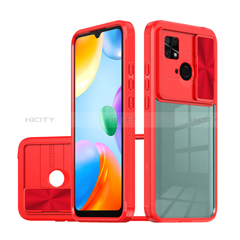 Coque Rebord Contour Silicone et Vitre Transparente Housse Etui 360 Degres QW1 pour Xiaomi Redmi 10 India Rouge Plus