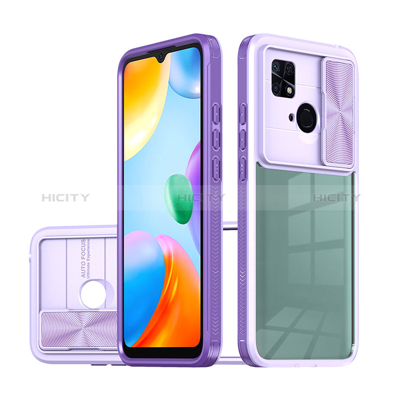 Coque Rebord Contour Silicone et Vitre Transparente Housse Etui 360 Degres QW1 pour Xiaomi Redmi 10C 4G Violet Plus