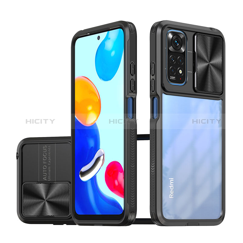 Coque Rebord Contour Silicone et Vitre Transparente Housse Etui 360 Degres QW1 pour Xiaomi Redmi Note 11 4G (2022) Noir Plus