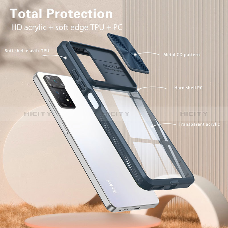 Coque Rebord Contour Silicone et Vitre Transparente Housse Etui 360 Degres QW1 pour Xiaomi Redmi Note 11 Pro 4G Plus