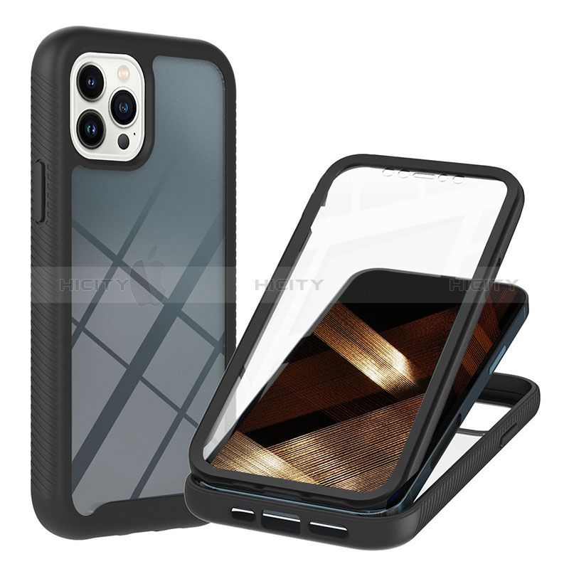 Coque Rebord Contour Silicone et Vitre Transparente Housse Etui 360 Degres YB1 pour Apple iPhone 13 Pro Max Noir Plus