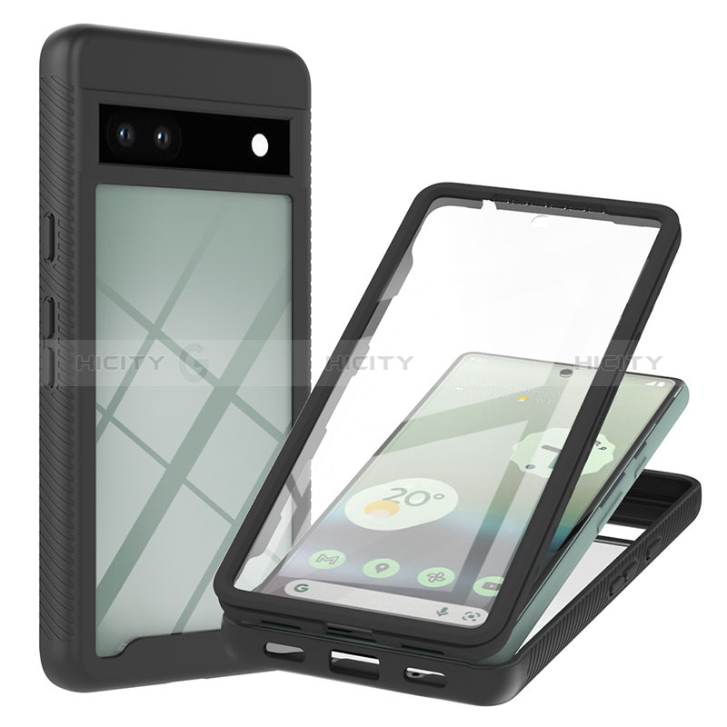 Coque Rebord Contour Silicone et Vitre Transparente Housse Etui 360 Degres YB1 pour Google Pixel 7a 5G Noir Plus