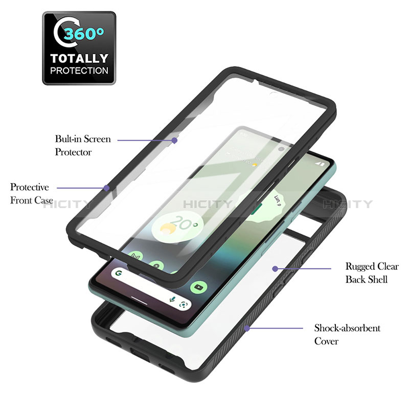 Coque Rebord Contour Silicone et Vitre Transparente Housse Etui 360 Degres YB1 pour Google Pixel 7a 5G Plus