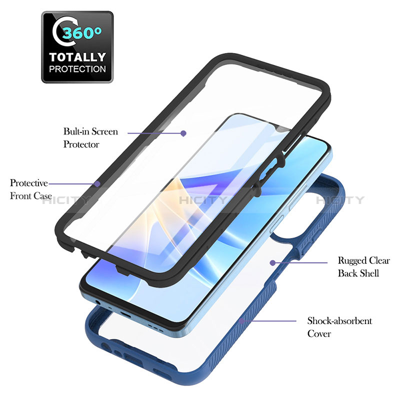 Coque Rebord Contour Silicone et Vitre Transparente Housse Etui 360 Degres YB1 pour Oppo A17 Plus