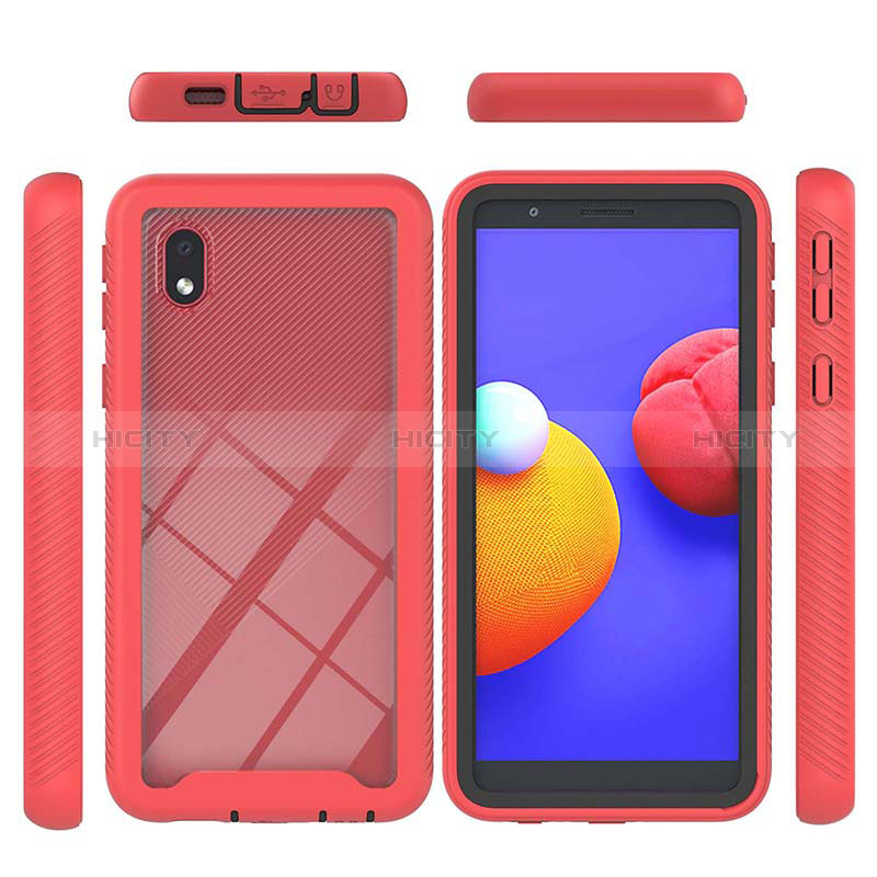 Coque Rebord Contour Silicone et Vitre Transparente Housse Etui 360 Degres YB1 pour Samsung Galaxy A01 Core Plus