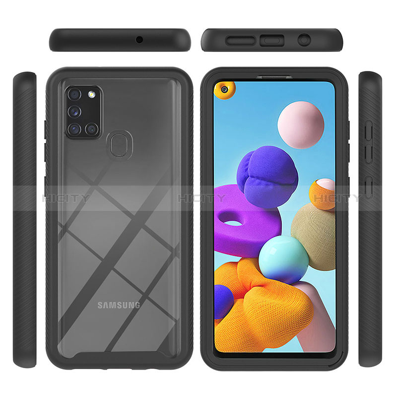 Coque Rebord Contour Silicone et Vitre Transparente Housse Etui 360 Degres YB1 pour Samsung Galaxy A21s Plus