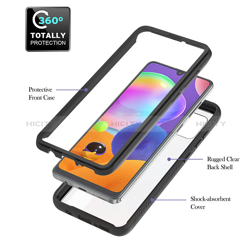 Coque Rebord Contour Silicone et Vitre Transparente Housse Etui 360 Degres YB1 pour Samsung Galaxy A31 Plus