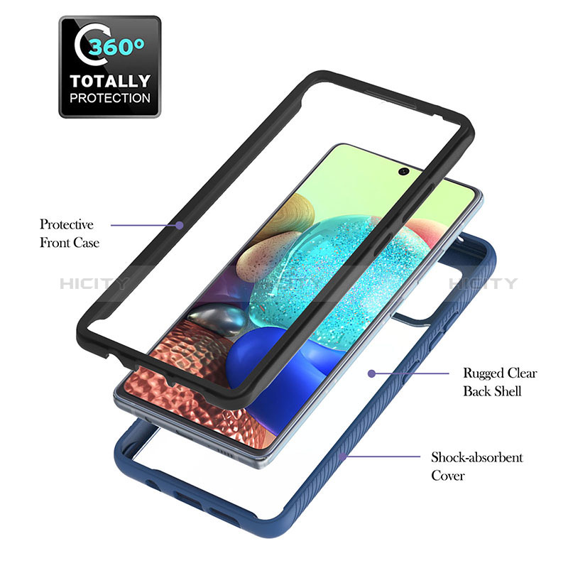 Coque Rebord Contour Silicone et Vitre Transparente Housse Etui 360 Degres YB1 pour Samsung Galaxy A71 4G A715 Plus