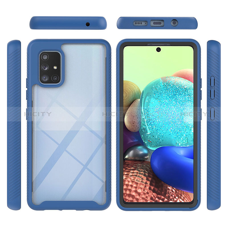 Coque Rebord Contour Silicone et Vitre Transparente Housse Etui 360 Degres YB1 pour Samsung Galaxy A71 5G Plus