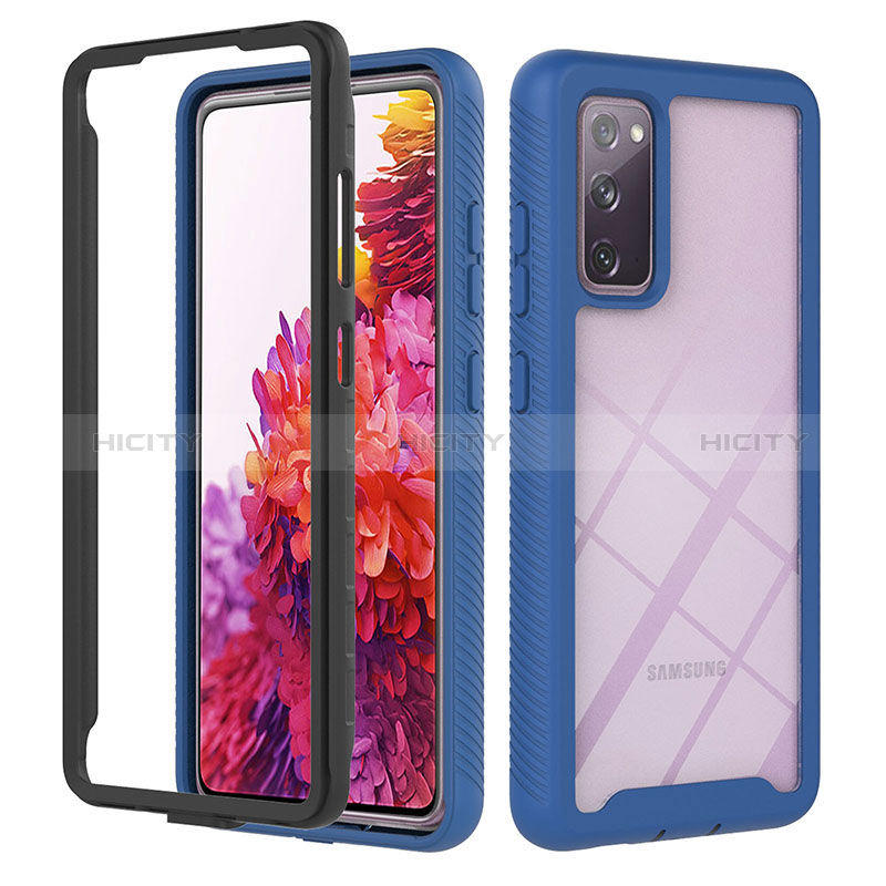 Coque Rebord Contour Silicone et Vitre Transparente Housse Etui 360 Degres YB1 pour Samsung Galaxy S20 FE (2022) 5G Bleu Plus