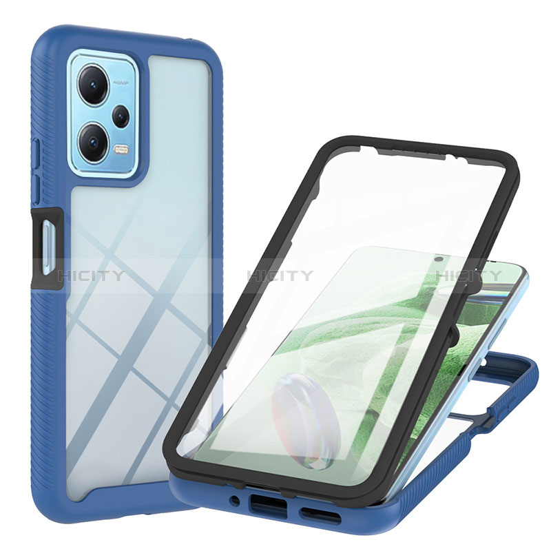 Coque Rebord Contour Silicone et Vitre Transparente Housse Etui 360 Degres YB1 pour Xiaomi Poco X5 5G Bleu Plus