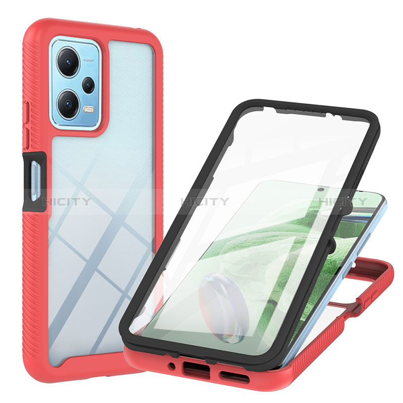 Coque Rebord Contour Silicone et Vitre Transparente Housse Etui 360 Degres YB1 pour Xiaomi Poco X5 5G Rouge Plus