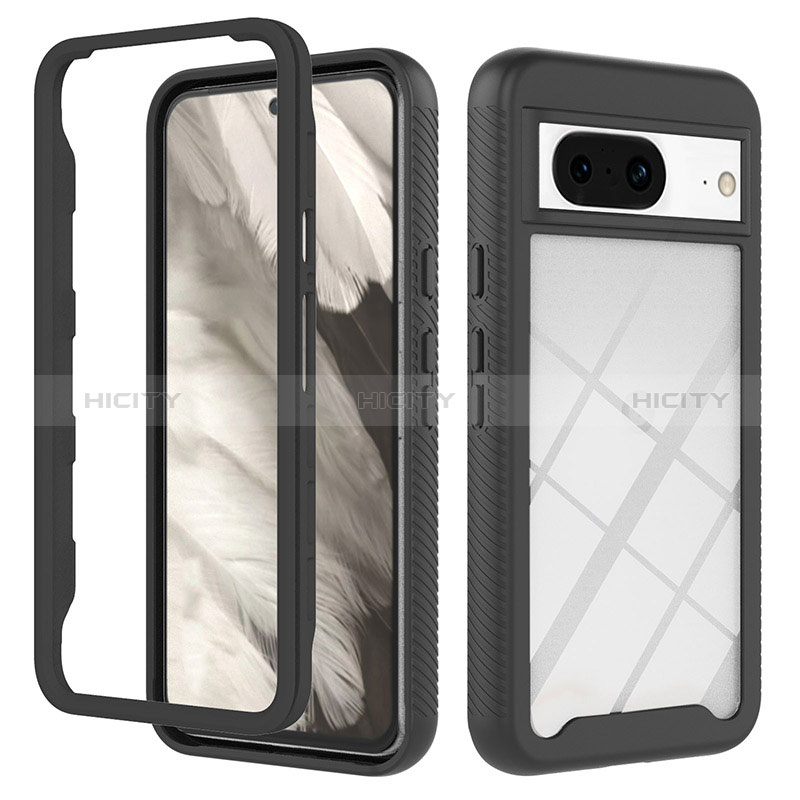 Coque Rebord Contour Silicone et Vitre Transparente Housse Etui 360 Degres YB2 pour Google Pixel 8 5G Noir Plus