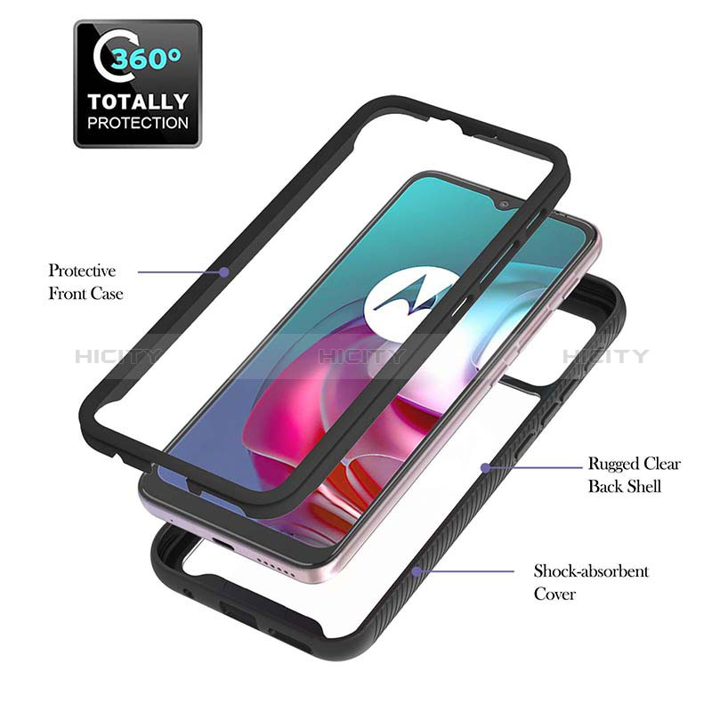 Coque Rebord Contour Silicone et Vitre Transparente Housse Etui 360 Degres YB2 pour Motorola Moto G10 Plus