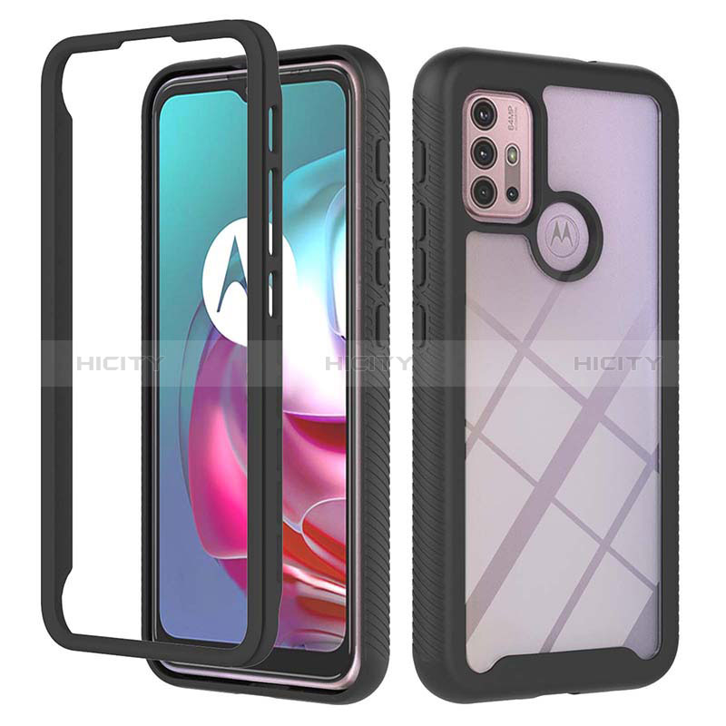 Coque Rebord Contour Silicone et Vitre Transparente Housse Etui 360 Degres YB2 pour Motorola Moto G30 Plus