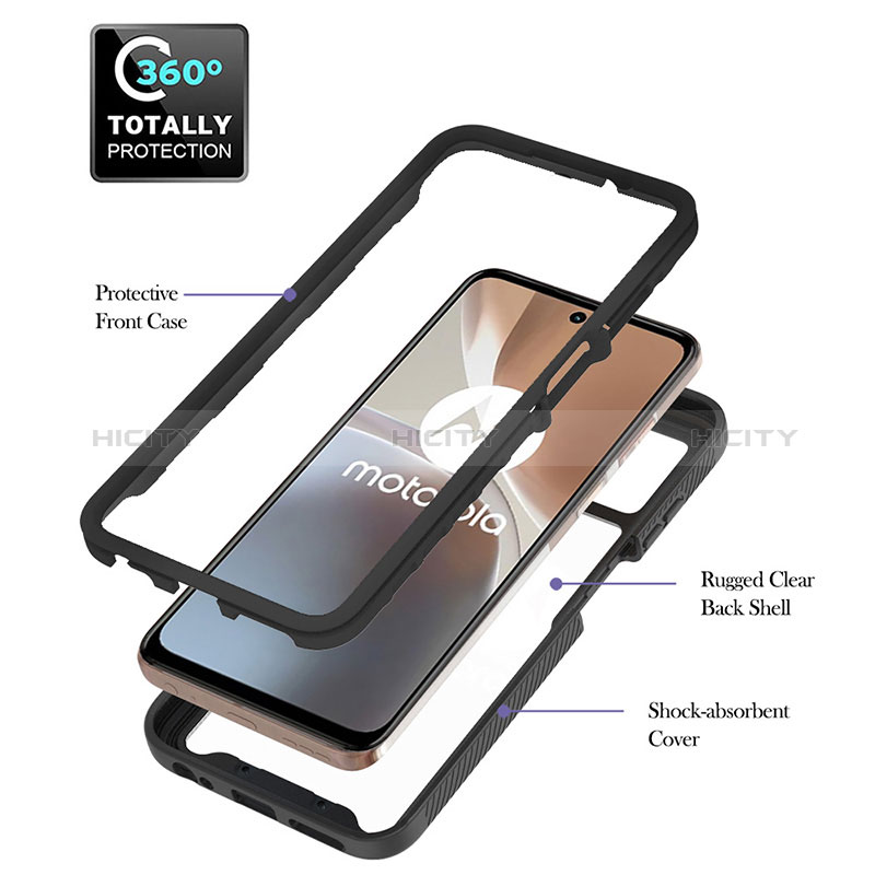 Coque Rebord Contour Silicone et Vitre Transparente Housse Etui 360 Degres YB2 pour Motorola Moto G32 Plus