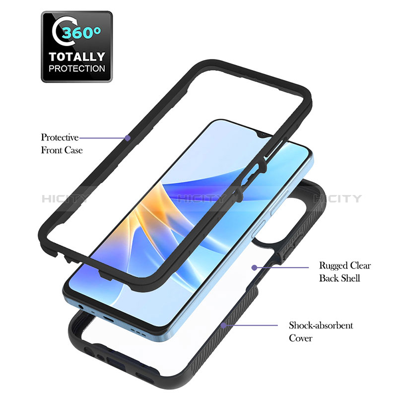 Coque Rebord Contour Silicone et Vitre Transparente Housse Etui 360 Degres YB2 pour Oppo A17 Plus