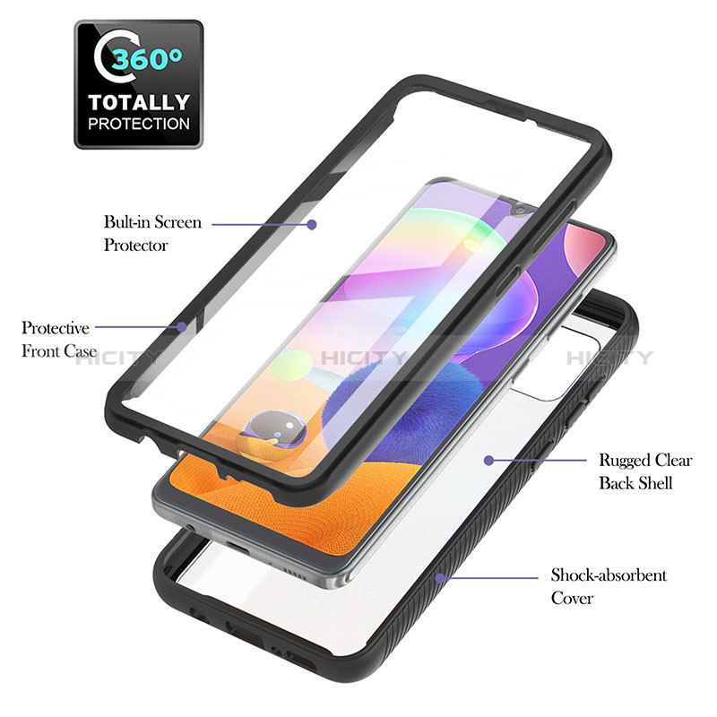 Coque Rebord Contour Silicone et Vitre Transparente Housse Etui 360 Degres YB2 pour Samsung Galaxy A31 Plus