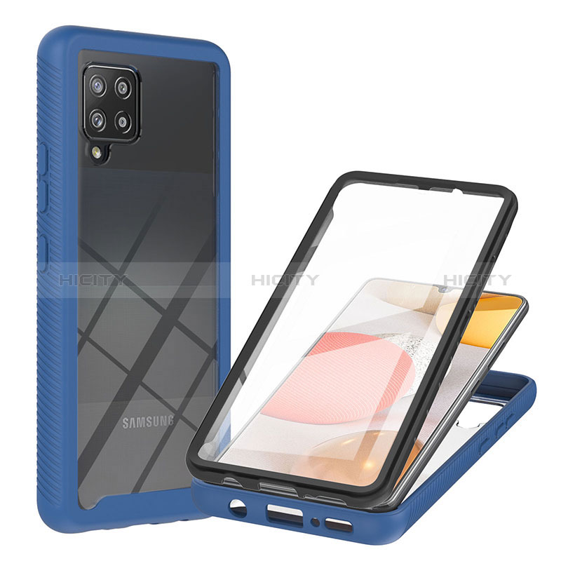 Coque Rebord Contour Silicone et Vitre Transparente Housse Etui 360 Degres YB2 pour Samsung Galaxy A42 5G Bleu Plus