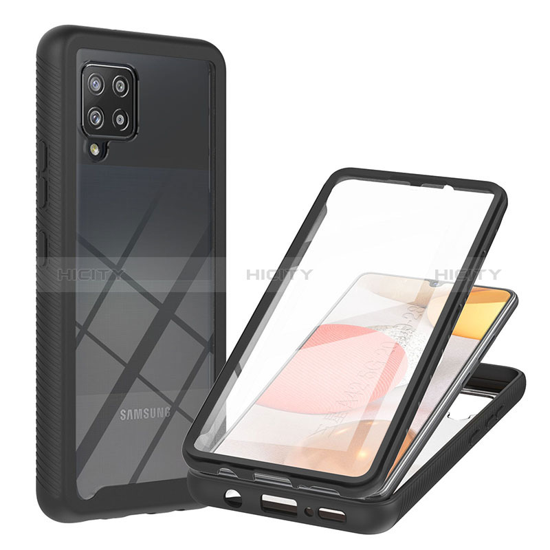 Coque Rebord Contour Silicone et Vitre Transparente Housse Etui 360 Degres YB2 pour Samsung Galaxy A42 5G Noir Plus