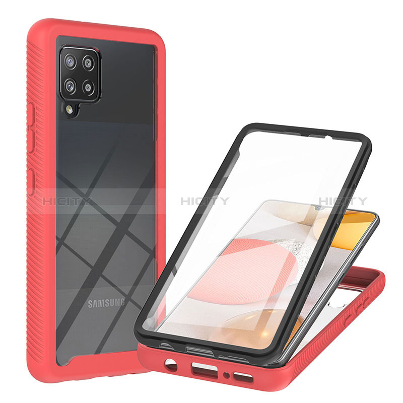 Coque Rebord Contour Silicone et Vitre Transparente Housse Etui 360 Degres YB2 pour Samsung Galaxy A42 5G Rouge Plus